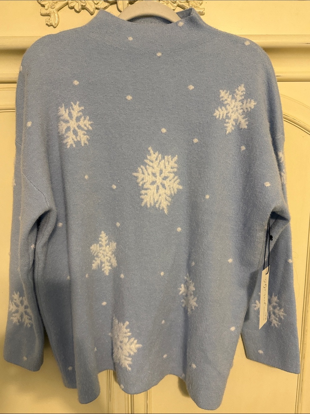 Rachel Zoe Light Blue Snowflake Turtleneck Sweater 1x